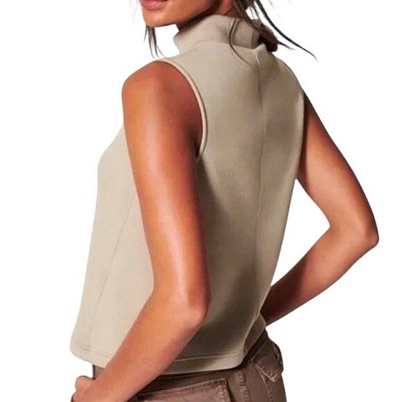 Spanx AirEssentials Sleeveless Mock Neck Top Fawn Tan Caramel Turtleneck Tank 1X - Picture 2 of 9